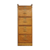 Vintage Industrial English Oak Filing Cabinet with Drawers, 1920s