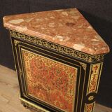 French corner cabinet in Boulle style with marble top