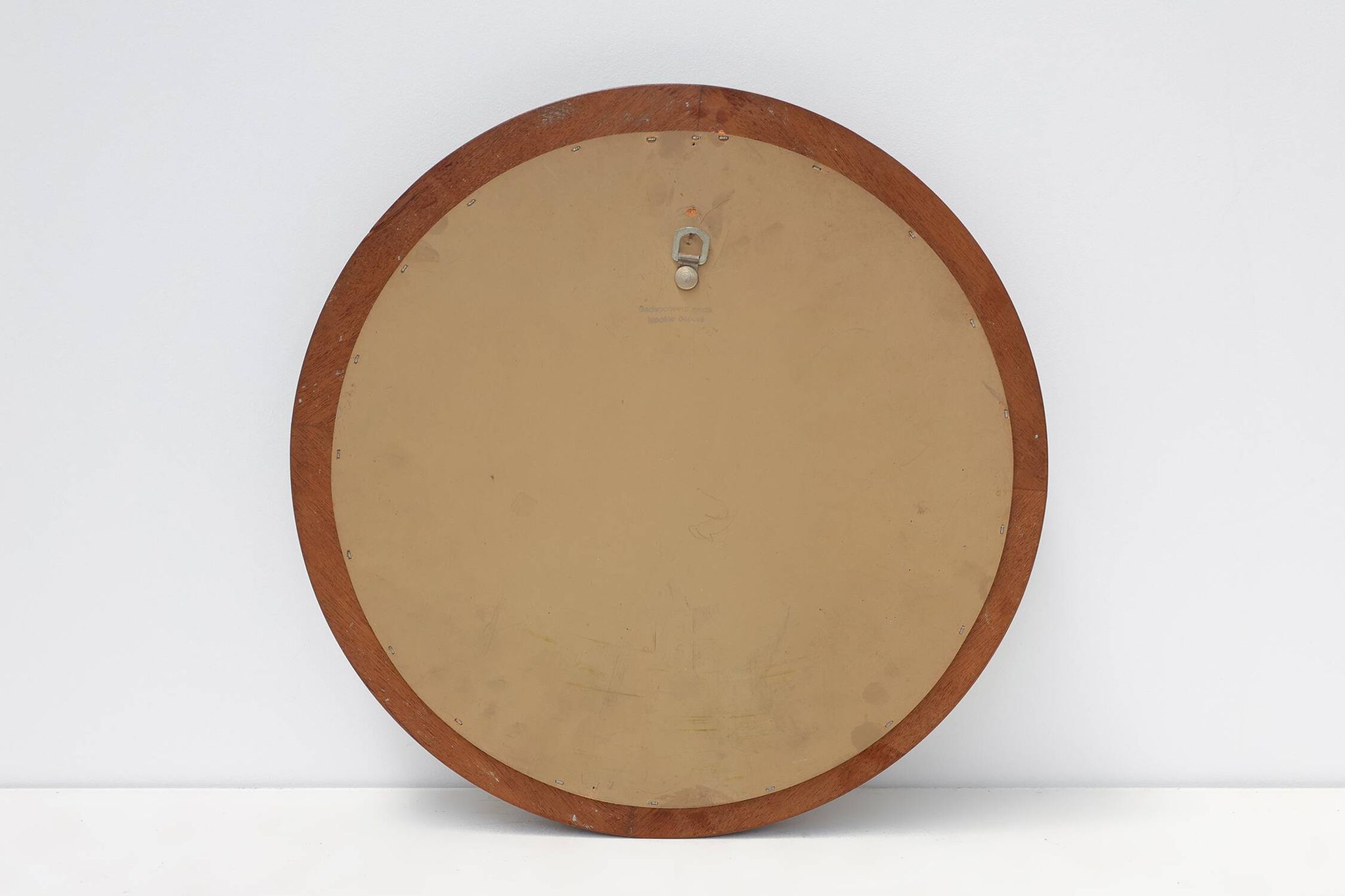 Round wooden mirror with turquoise ceramic studs by Deknudt, Belgium, 1960s