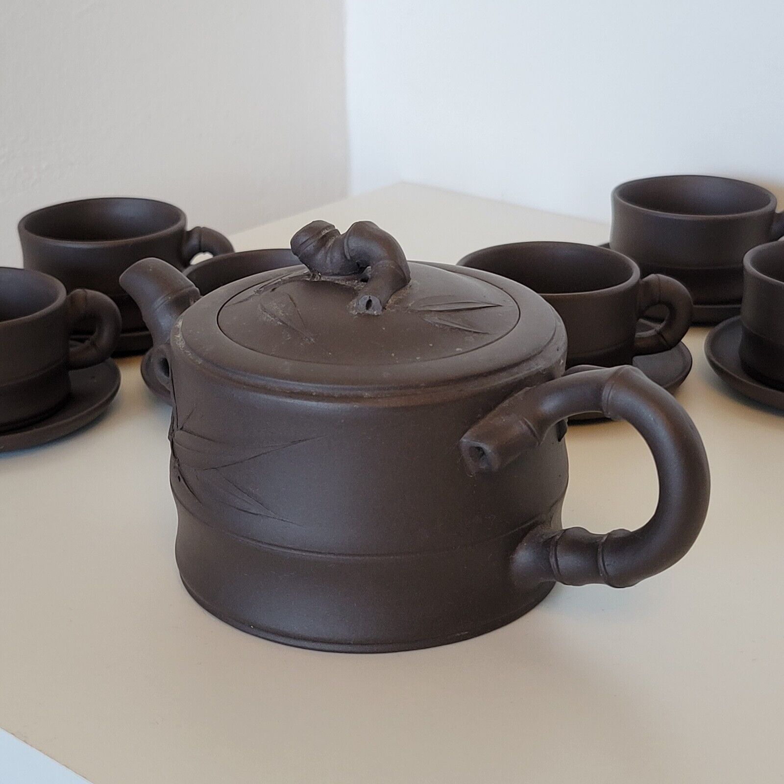 Chinese Terracotta Tea Set Yixing Bamboo Decor