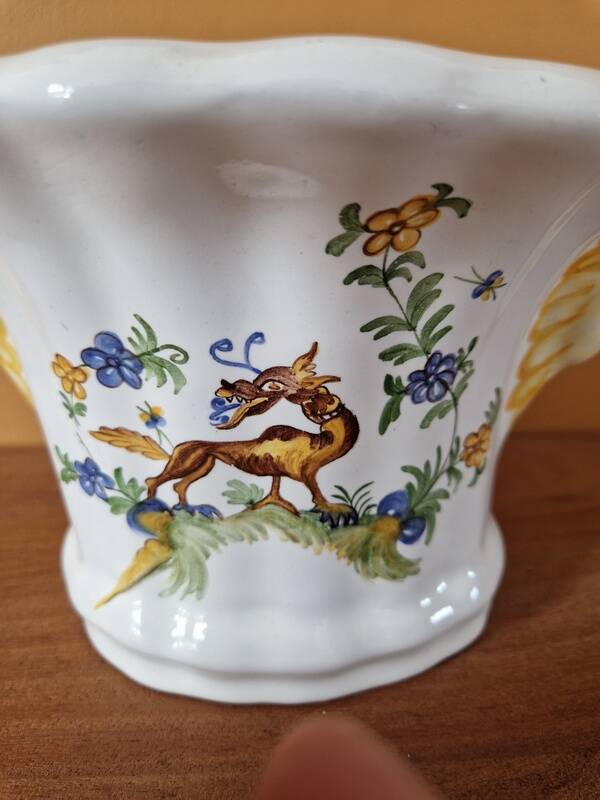 Bouquet holder or flower spike in Moustiers earthenware