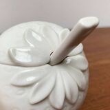 Vintage German porcelain jam pot with lid and spoon from Krömer Porzellan, 1970s, set of 2.
