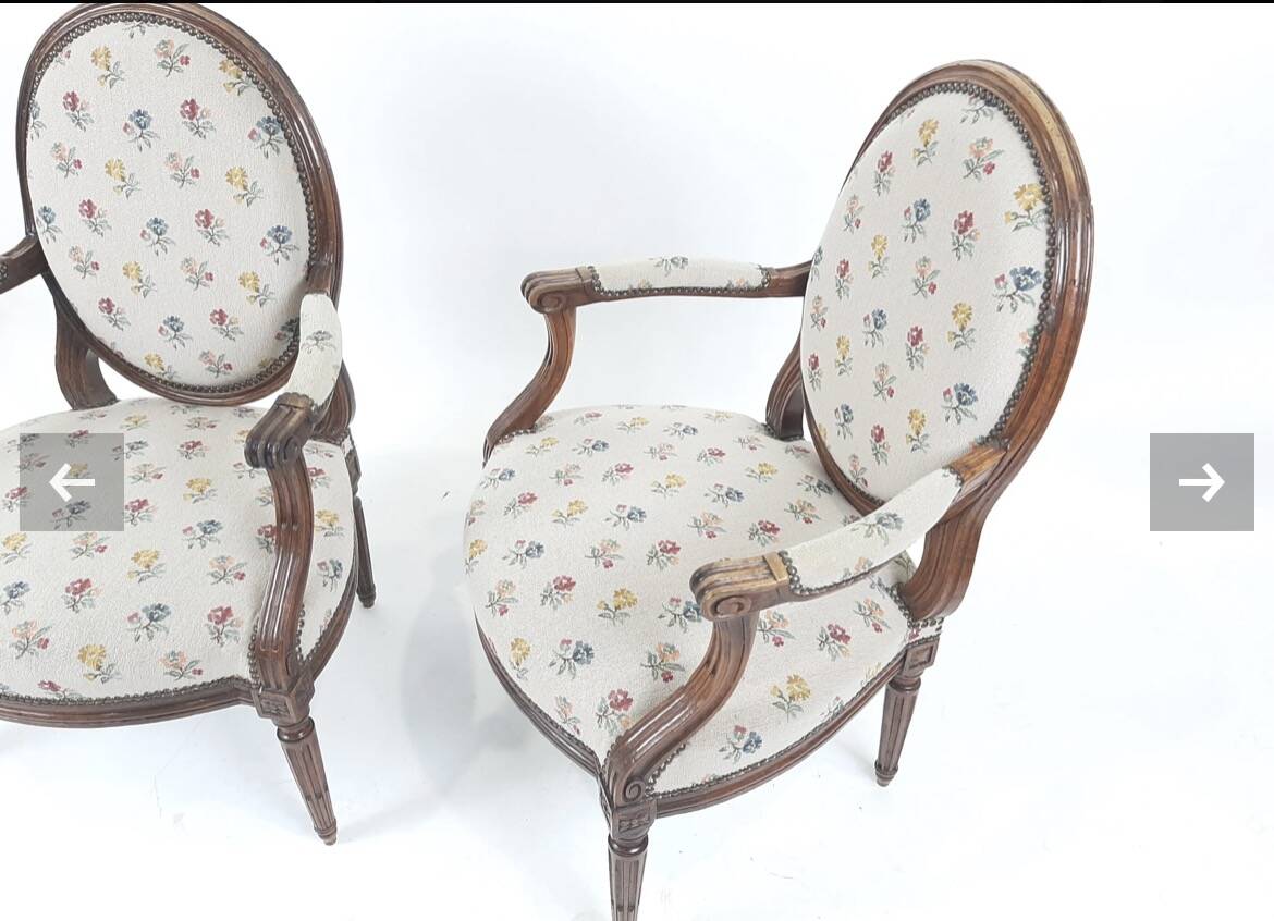Pair of Louis XVI style armchairs