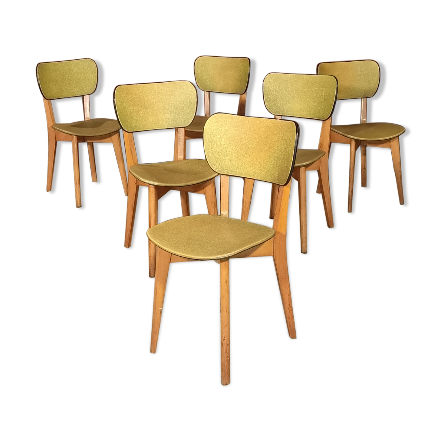 Lot of 6 chairs compass feet 1970