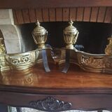 Paire de chenets en bronze doré style Louis XVI XIX éme