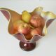Vintage Swung Vase  Fruit Bowl Retro Red Blown Glass  Handmade Table Decor