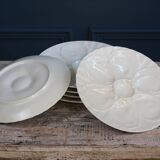 Six 1970's pillivuyt white oyster plates