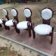 Set of 4 vintage dining chairs in brown pine and white fur by Szedleczky (1970s)