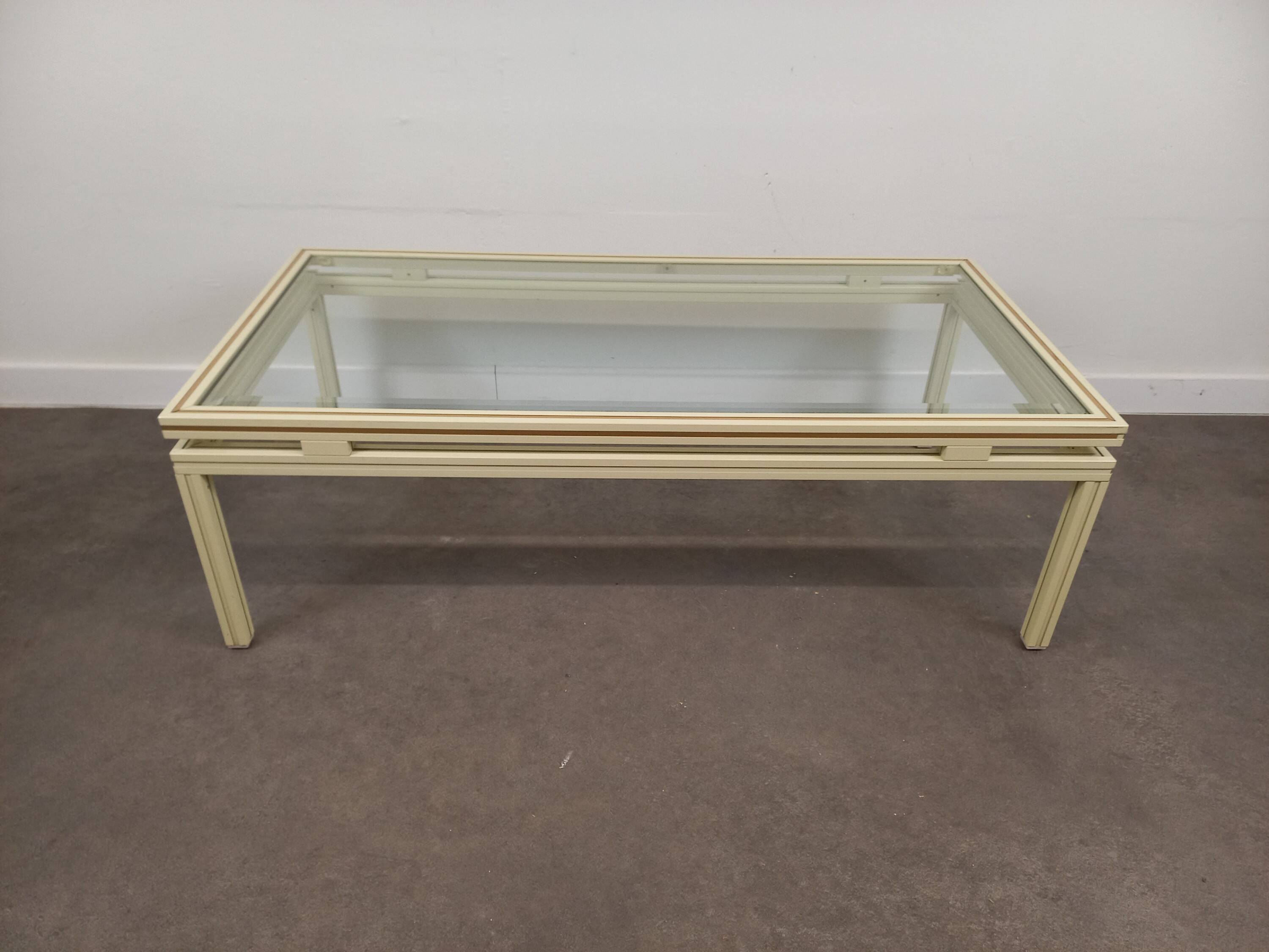 Glass and metal coffee table Pierre Vandel