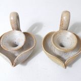 pair of vintage stoneware candlesticks