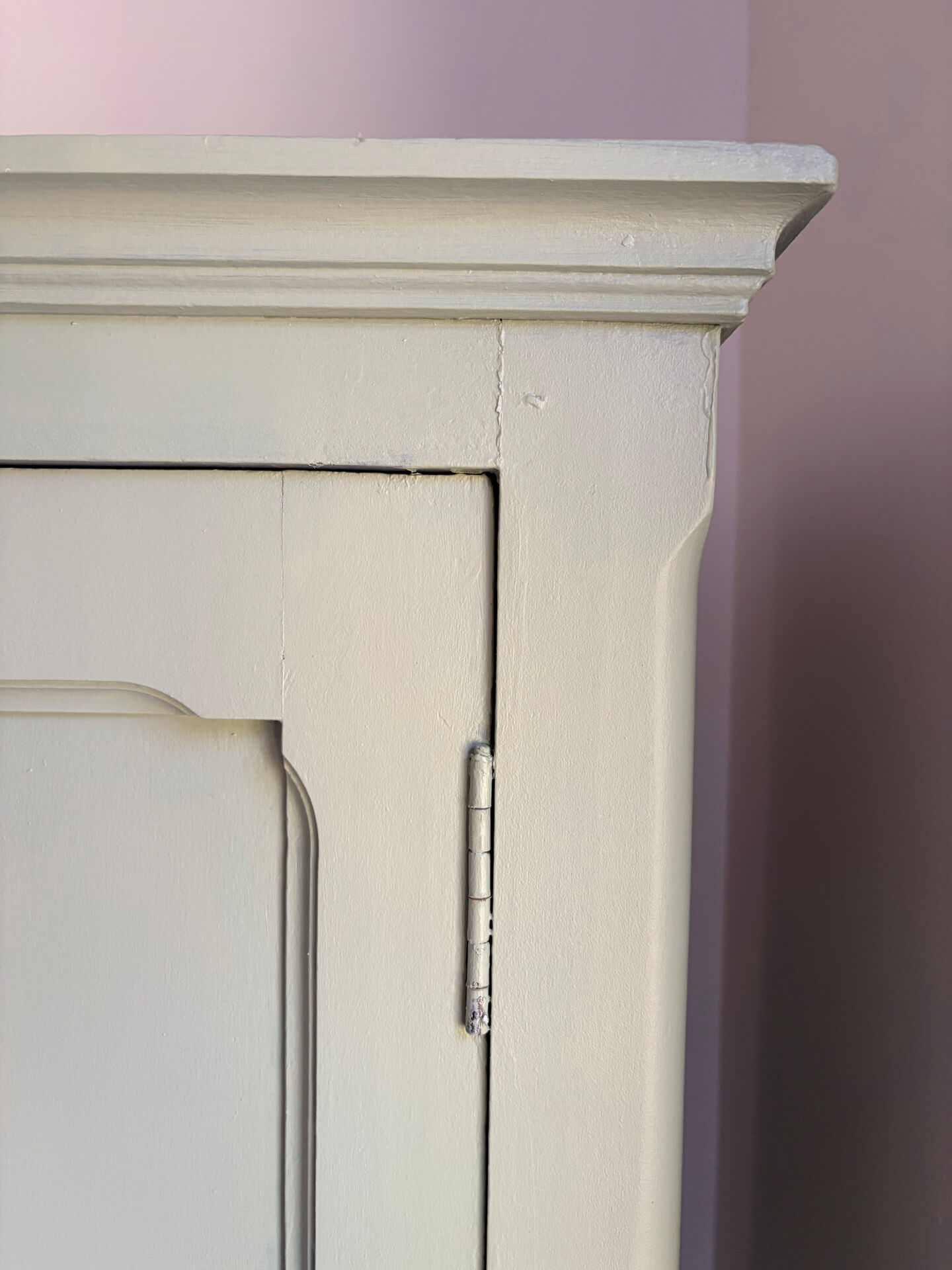 Antique Parisian wardrobe in sage green patina