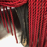 Napoleon III confidant sofa, red velvet trim redone