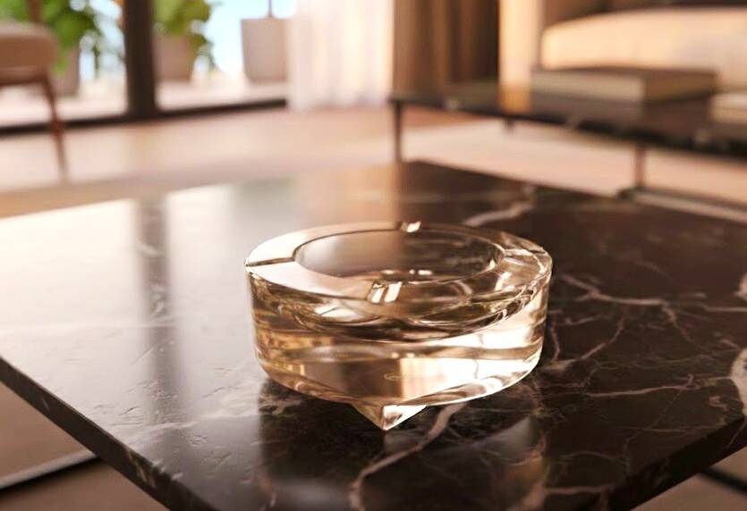 Monumental Czech Moser ashtray made of hand-cut crystal.