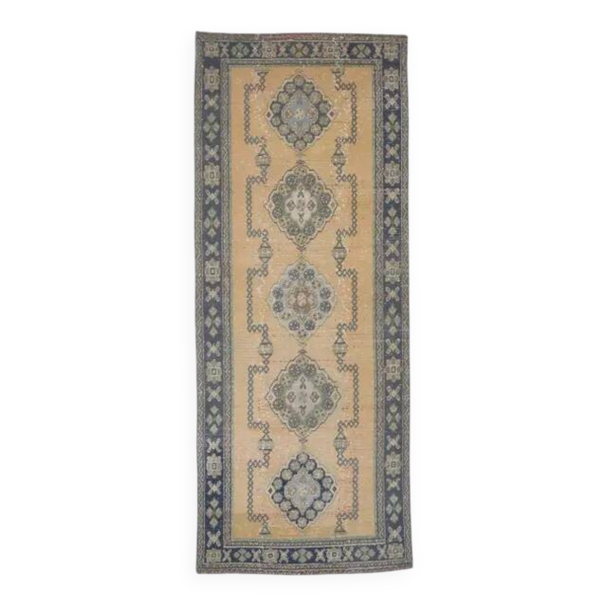 Vintage Turkish Hand-Knotted Runner Rug 133x322