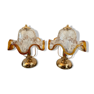 Paire de lampes Mazzega des années