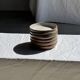 Set of 6 handmade ceramic deep plates in glazed beige D19.5 H4