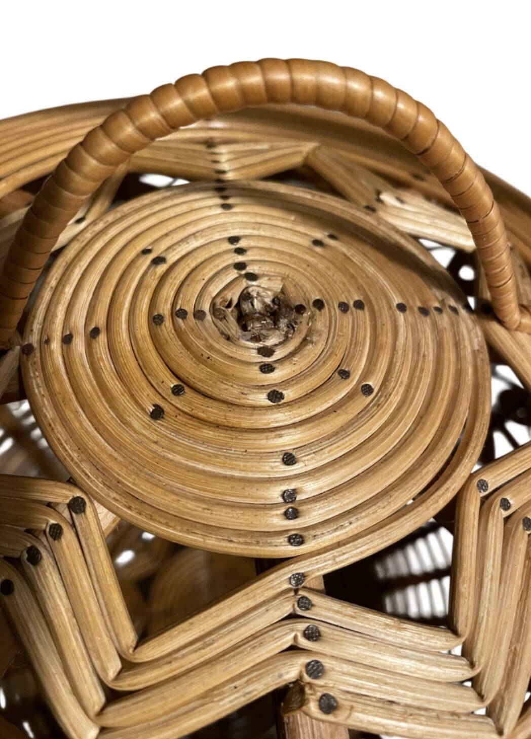 Large vintage woven rattan basket