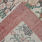 Coral red farmhouse floral rug 206x112cm