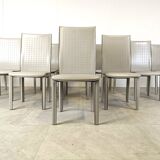 Set of 10 vintage leather dining chairs, 1980s