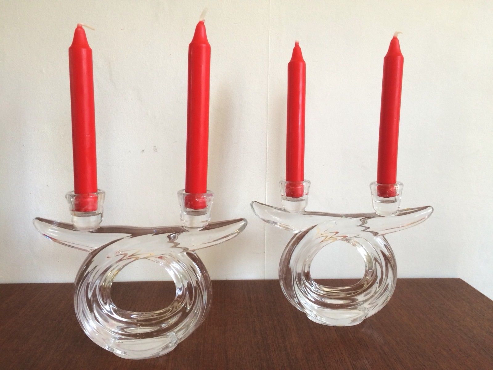 Pair of crystal candle holders of Vannes