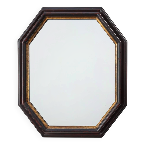 Miroir mural octogonal en bronze par Deknudt, Belgique, 20e siècle