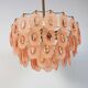 Chandelier vintage des années 70 avec 51 médaillons en verre rose, 37 cm