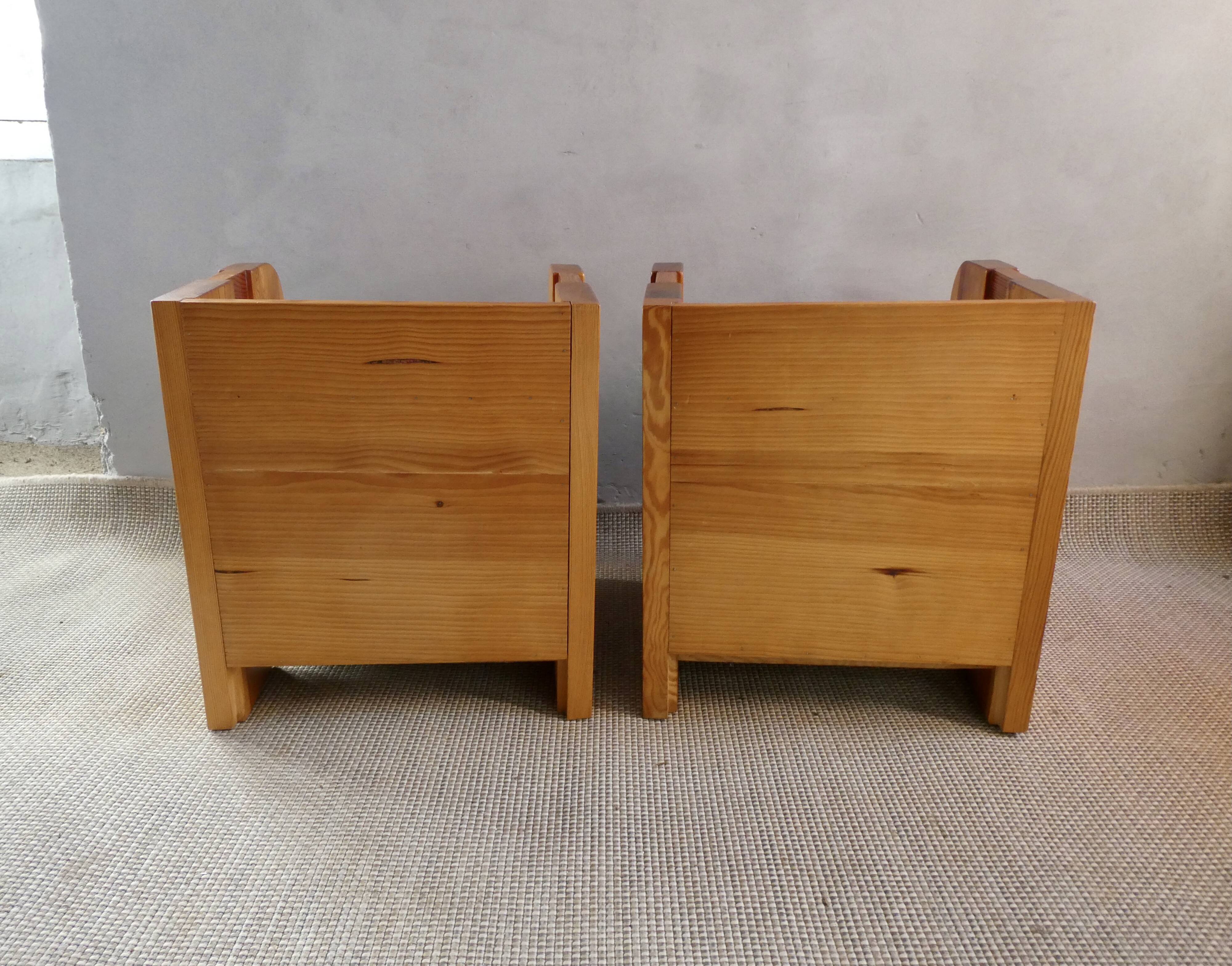Pair of solid pine bedside tables