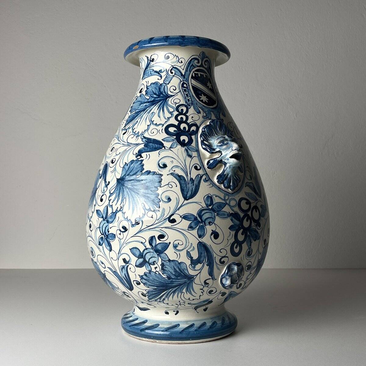 Large Blue Ceramic Vase by Ima for Montelupo Florentino, Italy, 1980s
