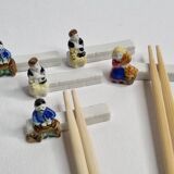 Five porcelain knife holders signed "Le Merzer", 6 cm