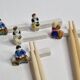 Five porcelain knife holders signed "Le Merzer", 6 cm
