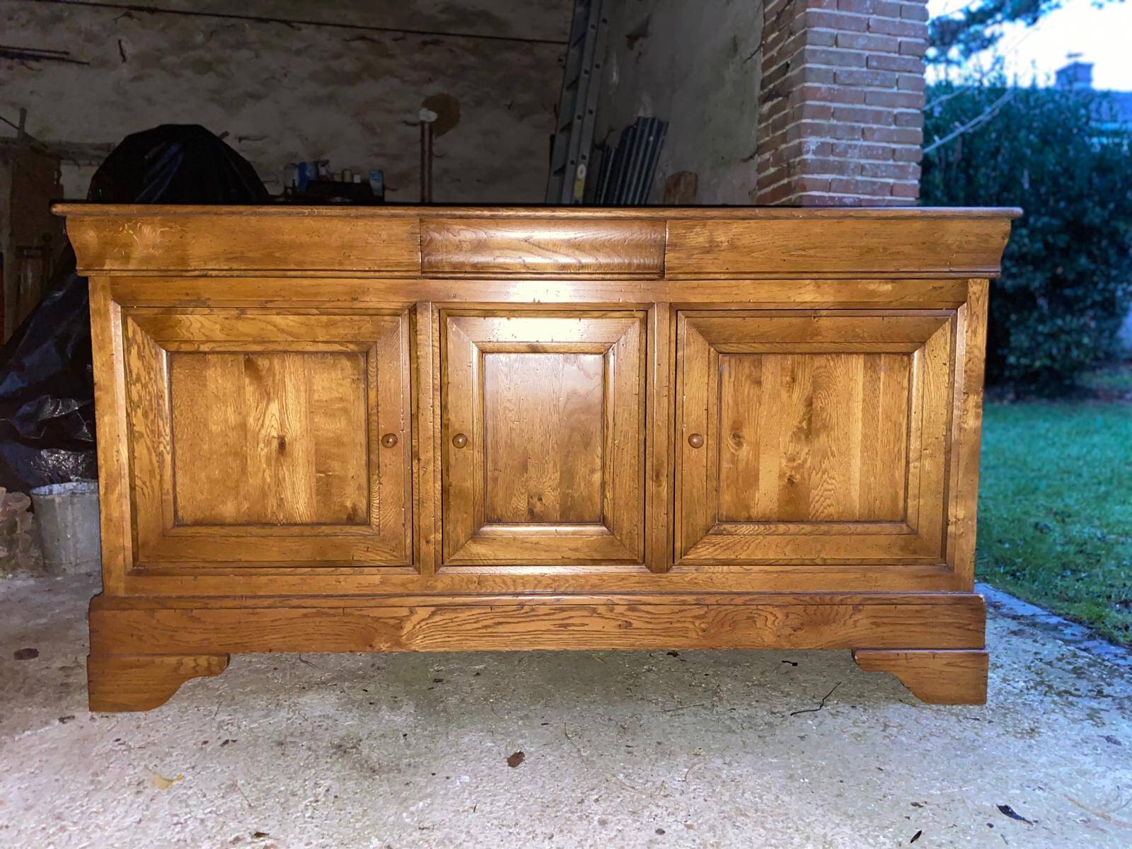 Sideboard with 3 doors in Louis Philippe style made of solid oak.