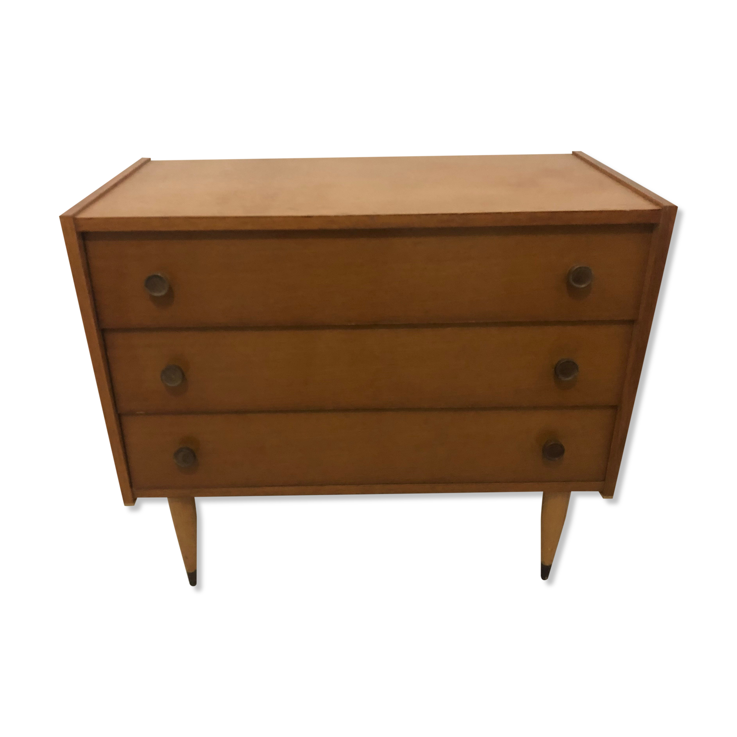 Chest of drawers 3 drawers vintage blond wood 60s