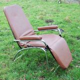 Ancienne chaise longue en simili cuir skai lama