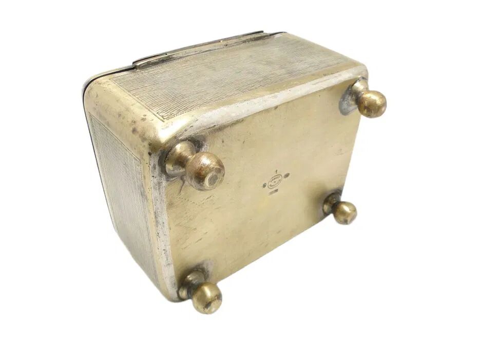 AAZ Art Deco Sugar Bowl, Silver-Plated Brass, Fraget, Poland, 1920s
