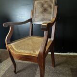 Caned hairdresser/barber chair – adjustable backrest