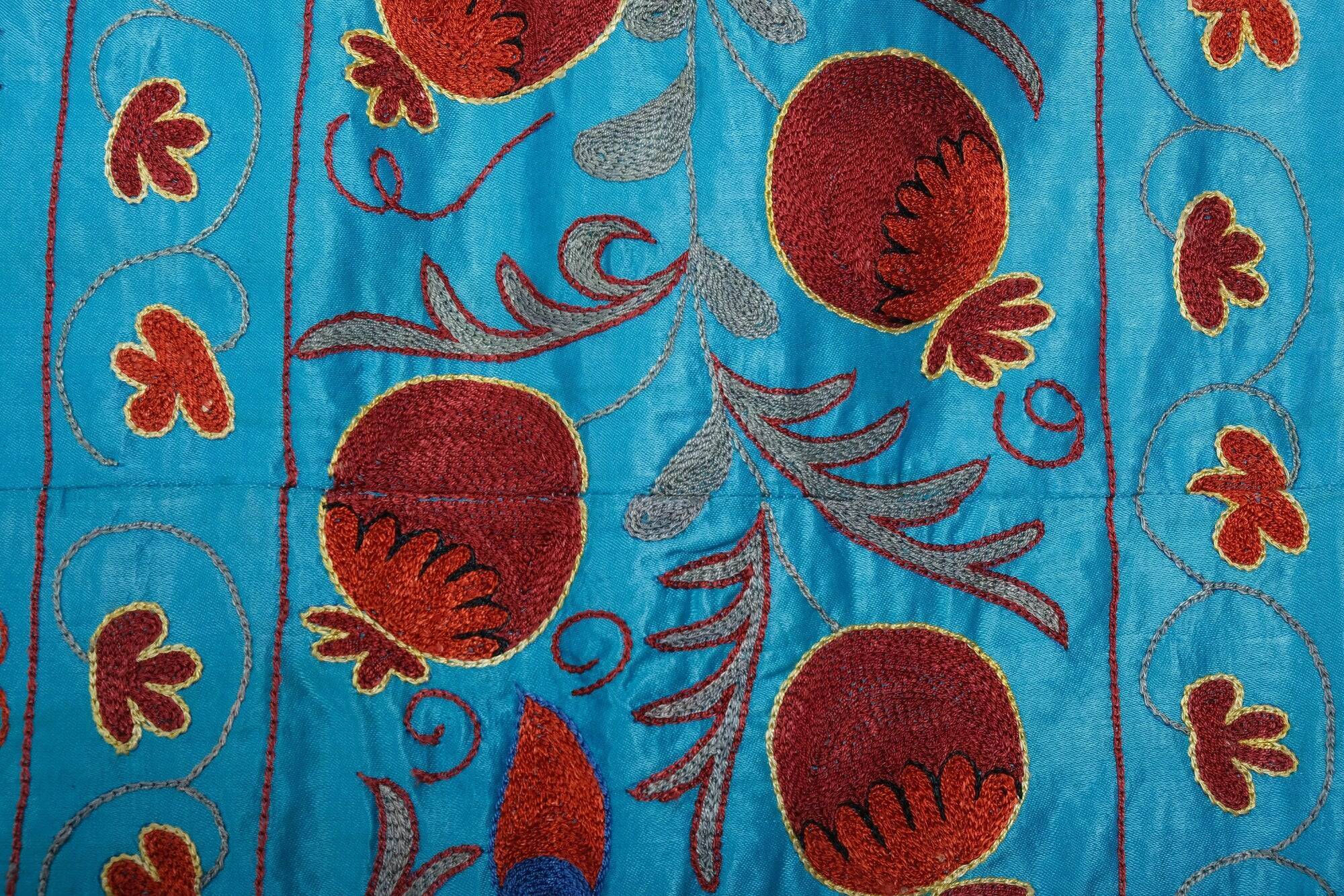 Vintage hand-embroidered Uzbek Suzani 256x305 cm