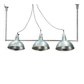 A.L.F. Firenze Lustre industriel italien à trois lumières, années 1970