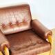 Vintage Scandinavian leather and teak armchair 1960