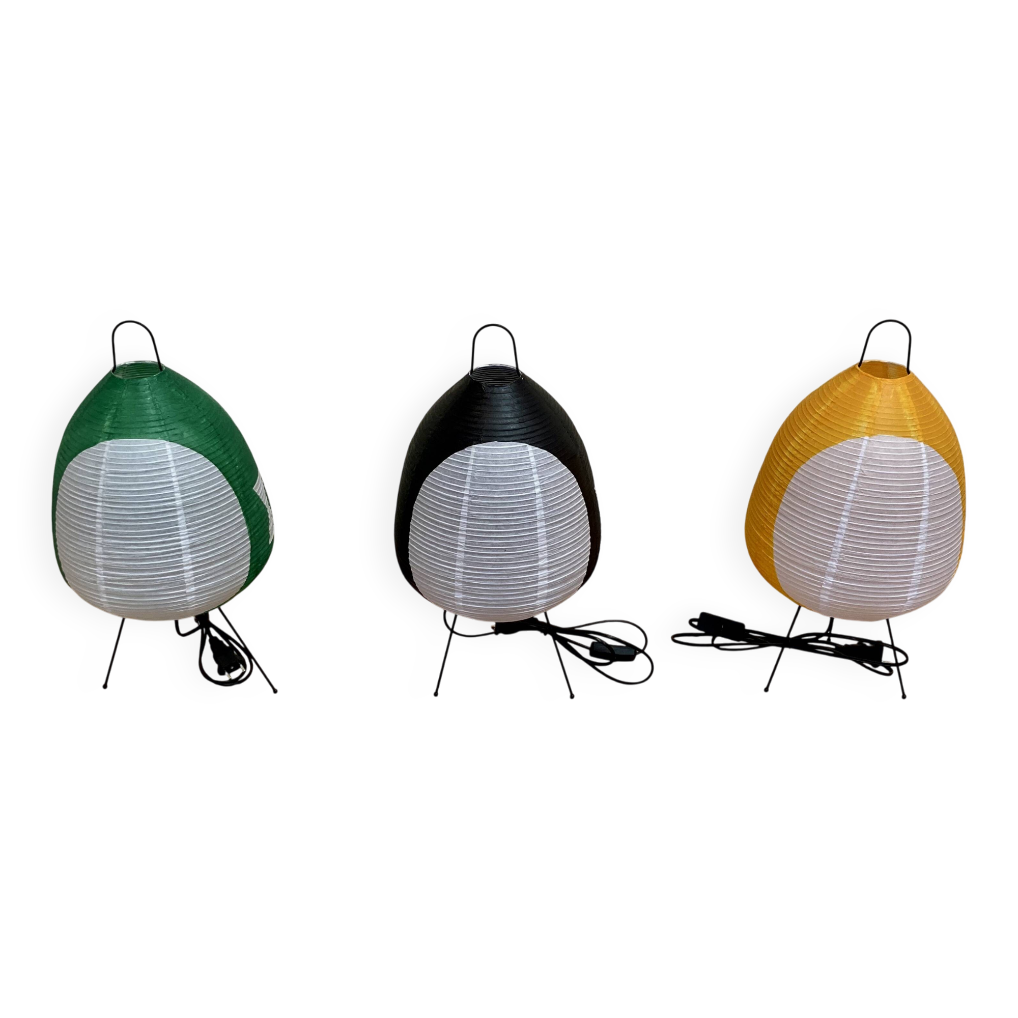 Trio de lampes "Design papier et métal".