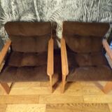 Pair of pine armchairs 1980