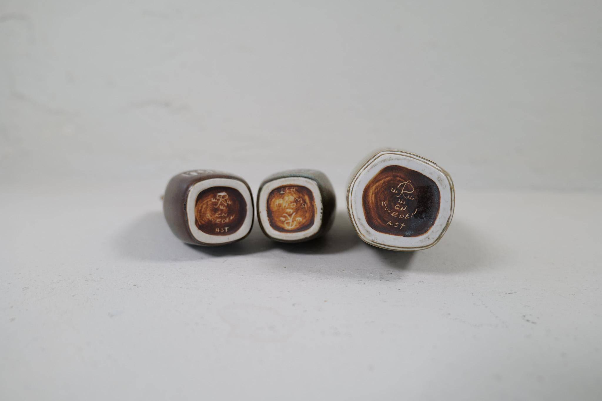 Mid-Century Modern Ensemble of 3 Ceramic Pieces Sweden 1950 Rörstrand Gunnar Nylund