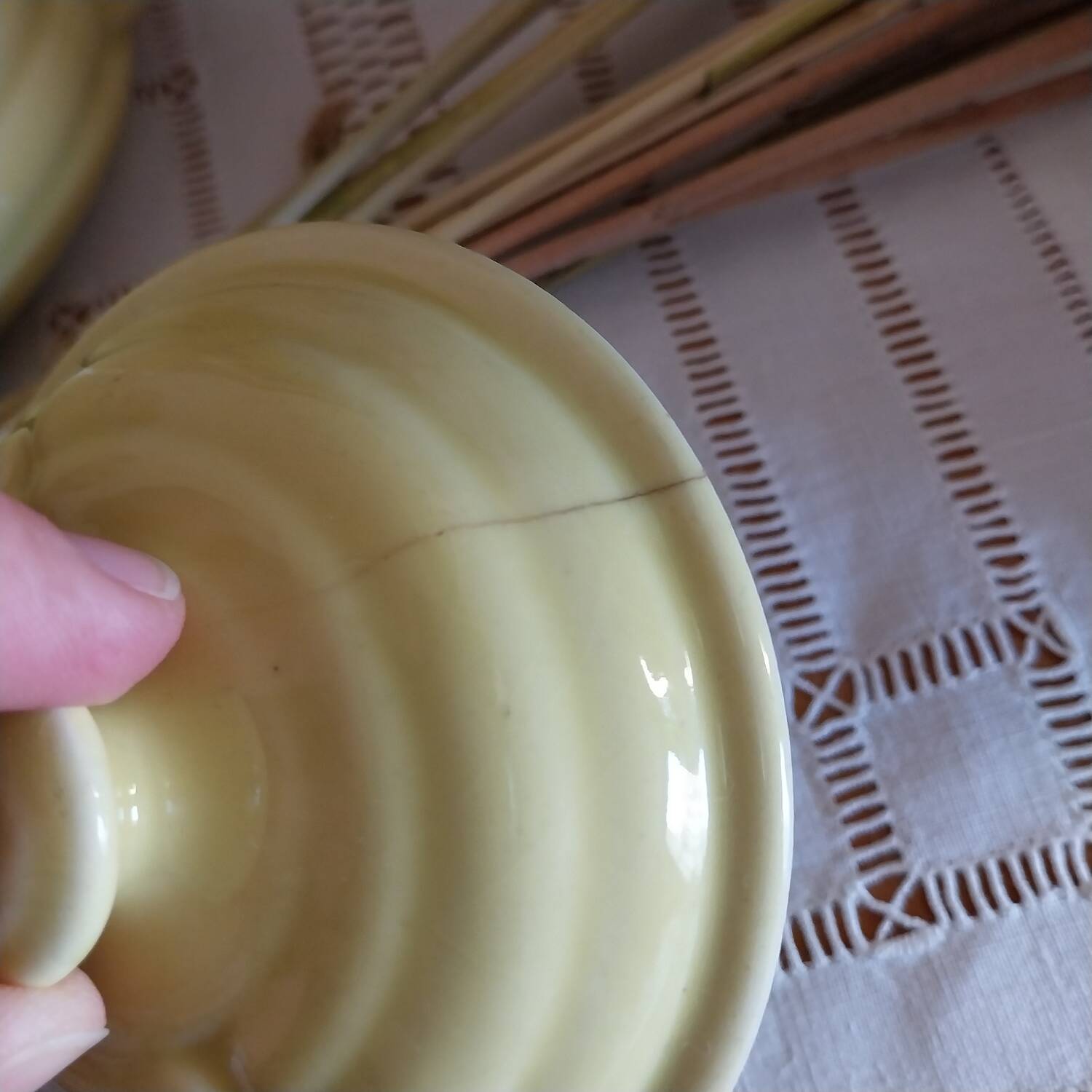 Old yellow earthenware teapot