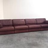 Brown leather modular sofa by De Sede; DS76, 1970s (corner)