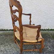 Provencal double armchair with woven rush in walnut