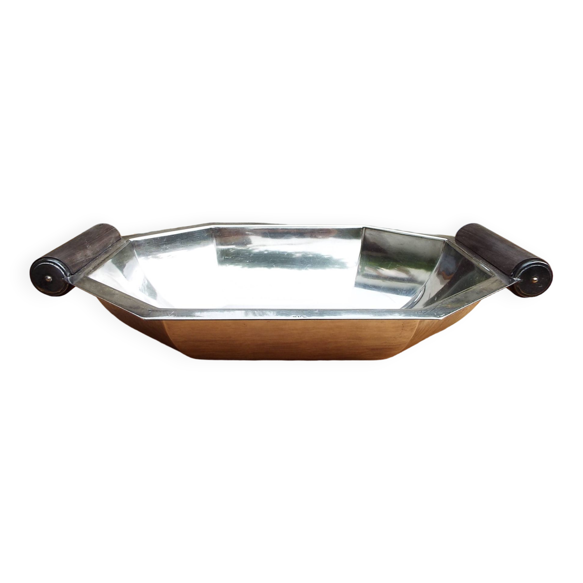 Art deco style stainless steel dish