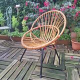 Fauteuil corbeille en rotin vintage