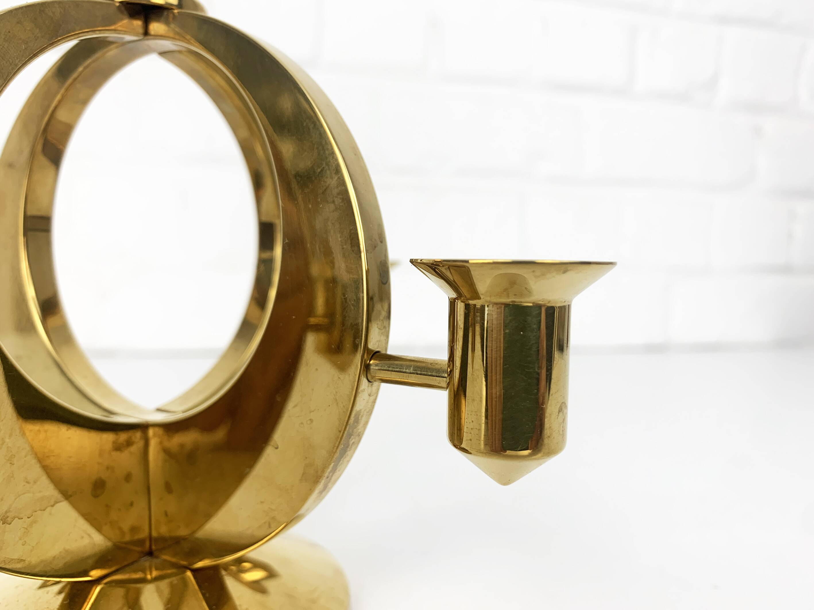 Mid-Century Scandinavian Brass Candlestick by Arthur Pe, Kolbäck, Sweden 1950-60