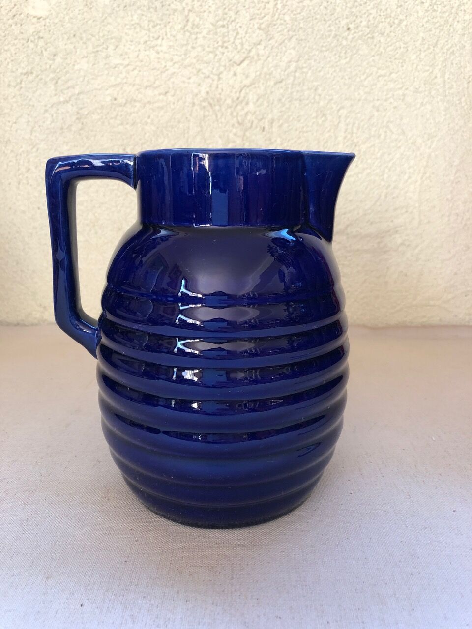 Old blue pitcher ceramic Orchies L1