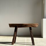 Small organic bench in upcycled Asian teak quadripod - Sungai