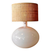 Opaline glass lamp with a rattan shade Anne Nilsson IKEA